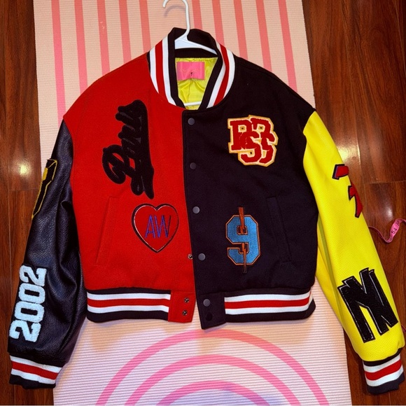 Azalea Wang Jackets & Blazers - Stylish Varsity Jacket in Red, Black, and Yellow